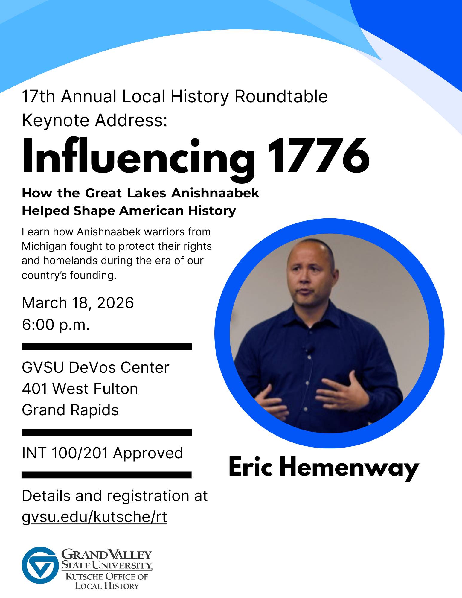 Flyer for Influencing 1776: How the Great Lakes Anishnaabek Helped Shape American History